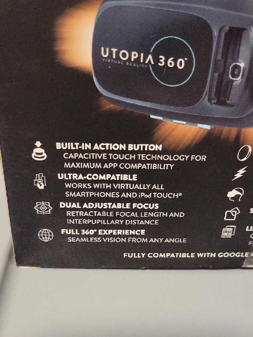 Never opened Utopia 360 Virtual Reality 3D Headset - Black
